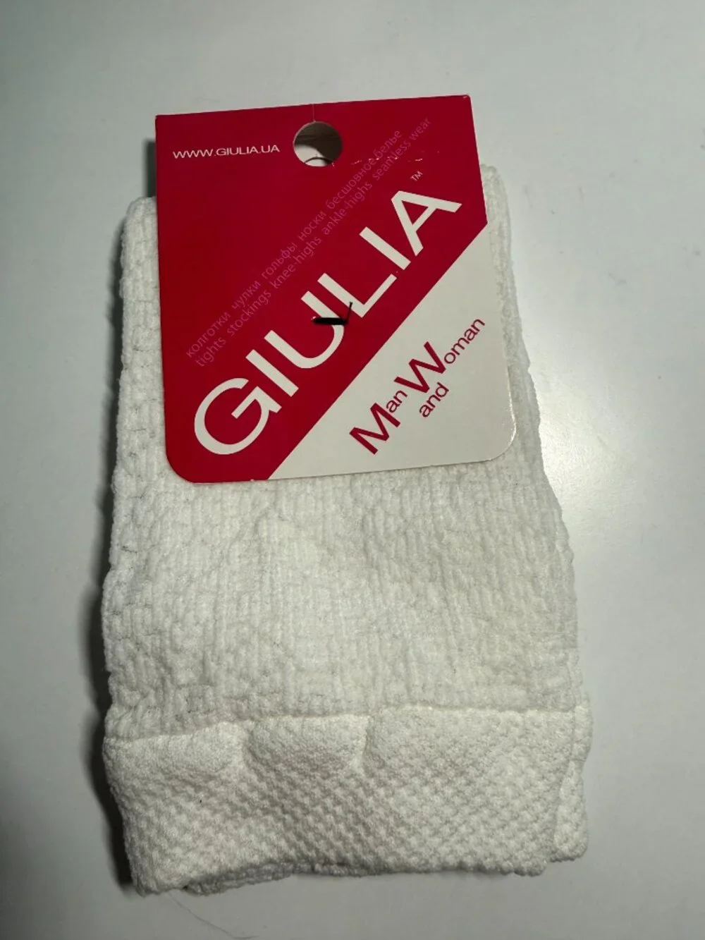GIULIA Kids White Breathable Textured Socks Size 23-25 (US 7-9 Toddler) – 2 Pair